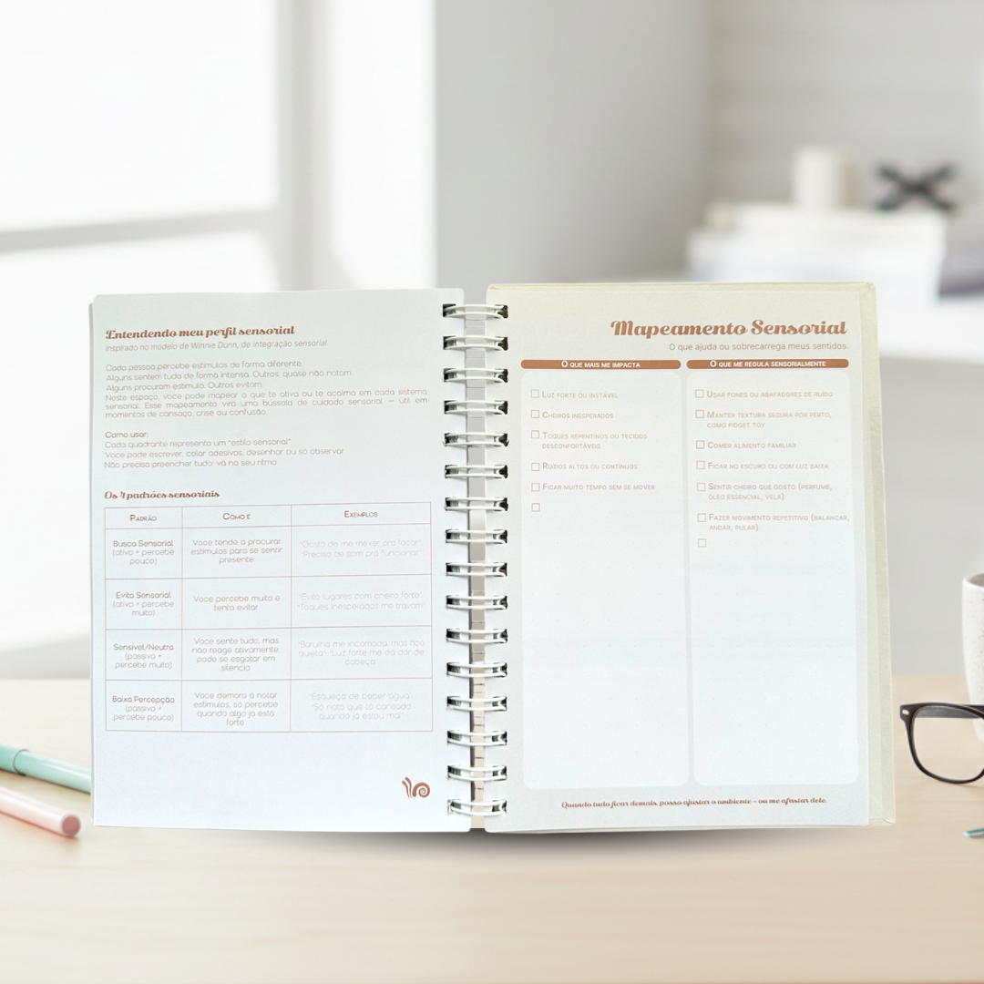 Planner não datado com 6 blocos que auxilia no planejamento da rotina de neurodivergentes