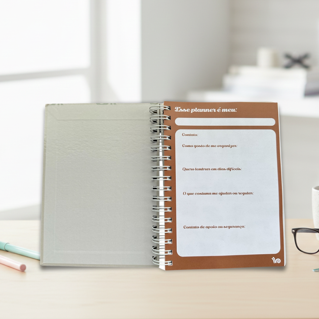 Planner não datado com 6 blocos que auxilia no planejamento da rotina de neurodivergentes