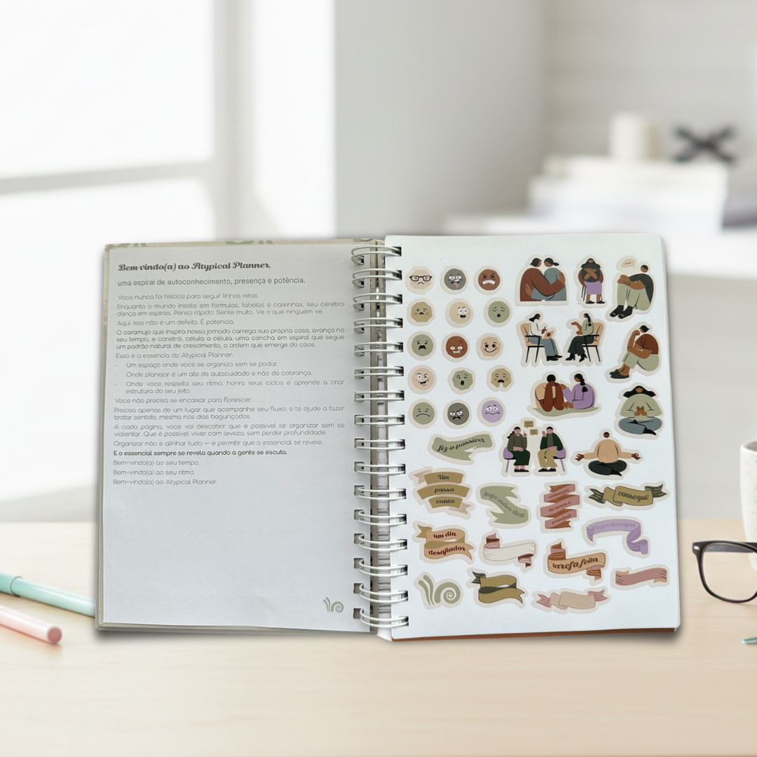 Planner não datado com 6 blocos que auxilia no planejamento da rotina de neurodivergentes