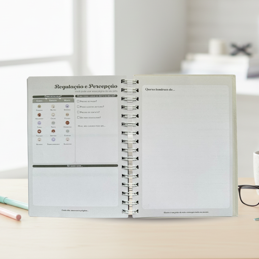 Planner não datado com 6 blocos que auxilia no planejamento da rotina de neurodivergentes