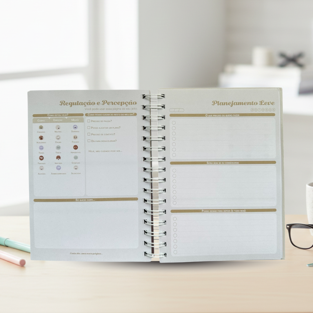 Planner não datado com 6 blocos que auxilia no planejamento da rotina de neurodivergentes