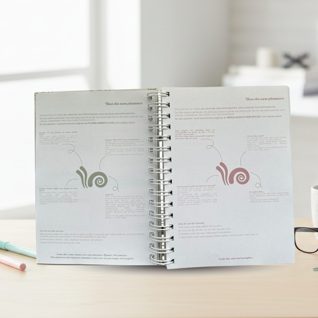 Planner não datado com 6 blocos que auxilia no planejamento da rotina de neurodivergentes