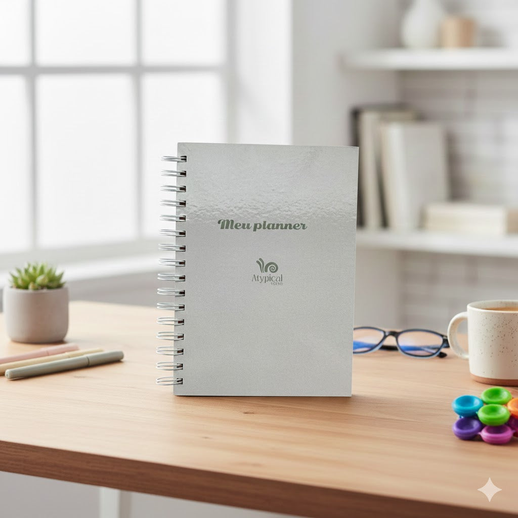 Planner não datado com 6 blocos que auxilia no planejamento da rotina de neurodivergentes